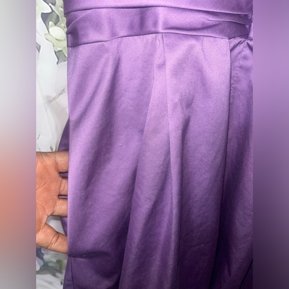David’s Bridal short cotton dress with y-neck and skirt pleating purple sz 8‌‌‍‍ - Picture 6 of 8